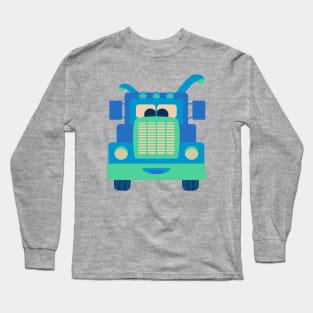 FRIENDLY BLUE TRUCK BUDDY Cute Kawaii Vehicle Kids Transportation - UnBlink Studio by Jackie Tahara Long Sleeve T-Shirt